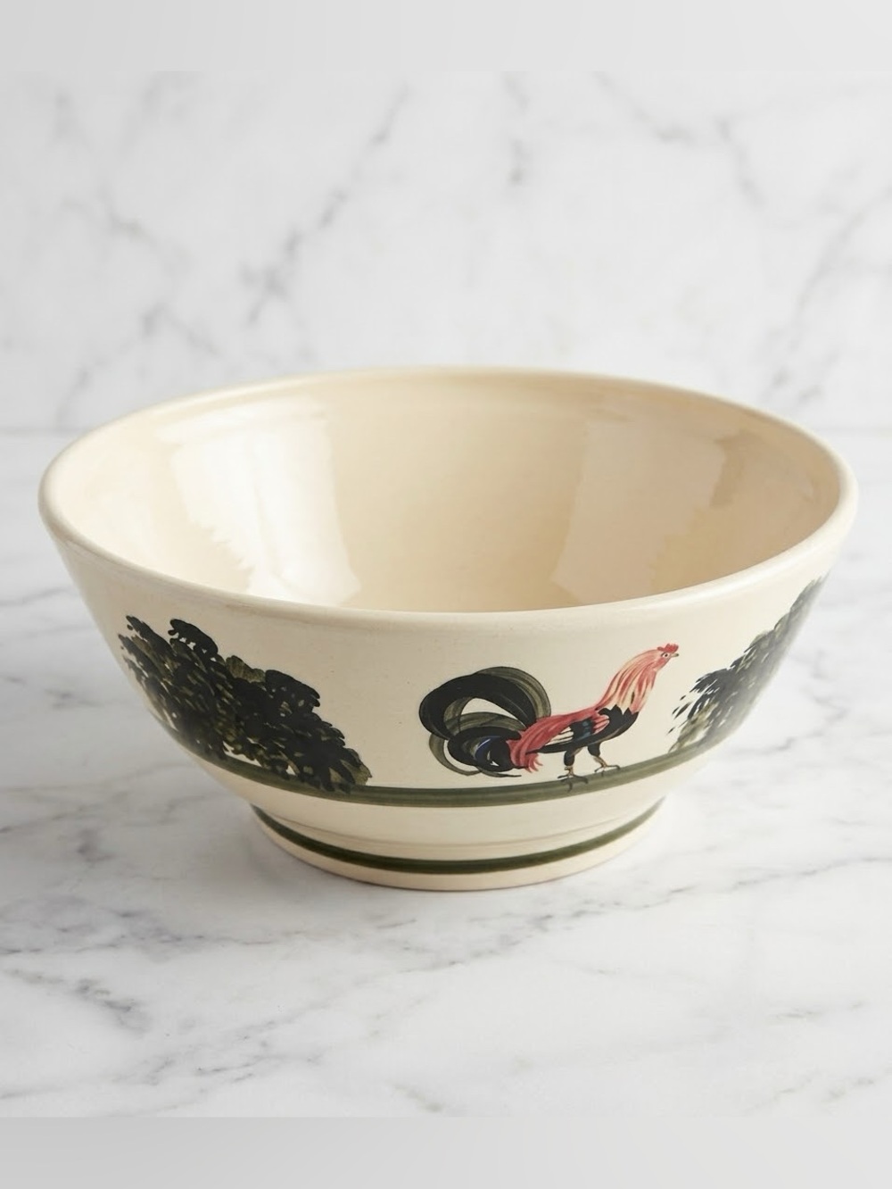 Colonial Williamsburg Rooster Big Serving Bowl Oxney Green England Hand Painted
